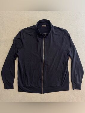 Zimmerli Jacket XL Men's Full Zip Sweatshirt Track Cotton Modal Navy Blue